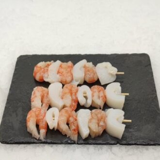 brochetas de sepia y gamba