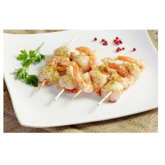 brochetas de rape y gamba langostinera