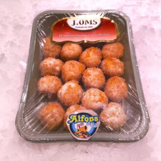 Bolitas de brandada de bacalao rebozadas J. Oms. Elaboradas con auténtico bacalao, listas para freír o cocinar en freidora de aire. Compra online en Pescado a Casa.