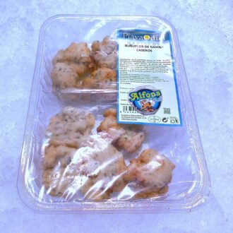 Buñuelos de gamba elaborados artesanalmente. Crujientes por fuera y tiernos por dentro. Compra online en Pescado a Casa.